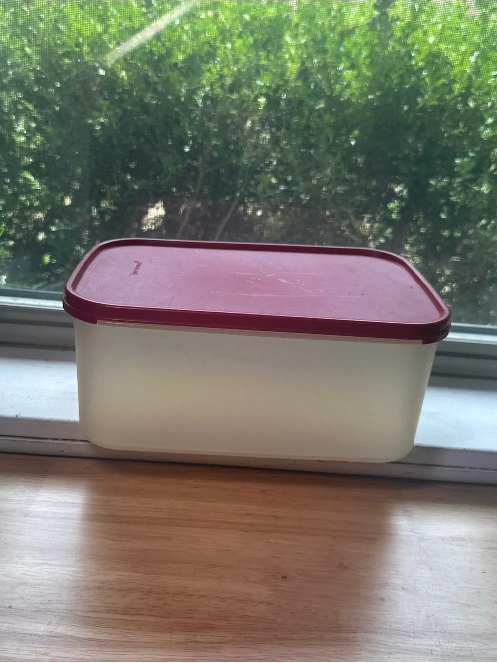 Vintage Tupperware 18 cup 4.3 liter container with Red Lid